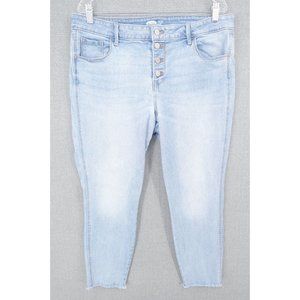 Old Navy Jeans Womens 16 Blue Button Fly Stretch Super Skinny Rockstar Ankle